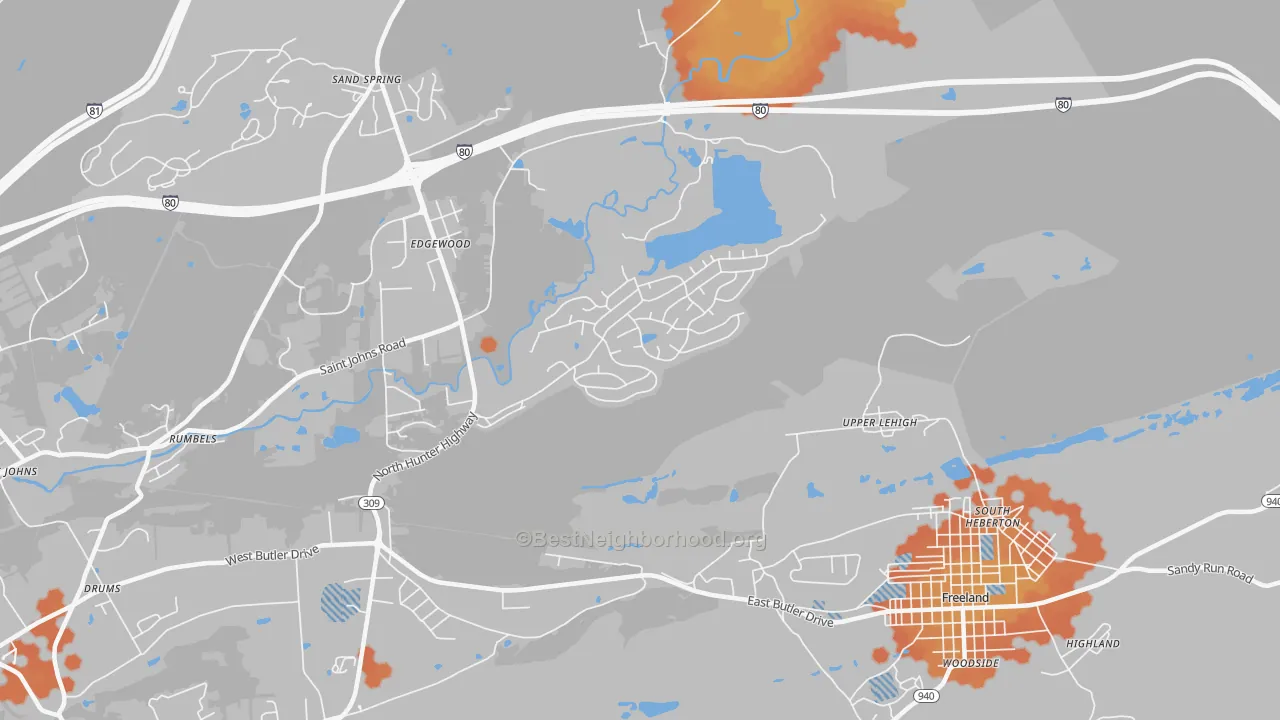 Bike Grade map of Upper Lehigh, PA
