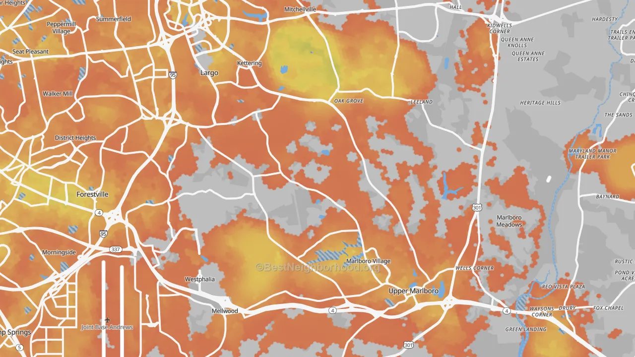Bike Grade map of Upper Marlboro, MD