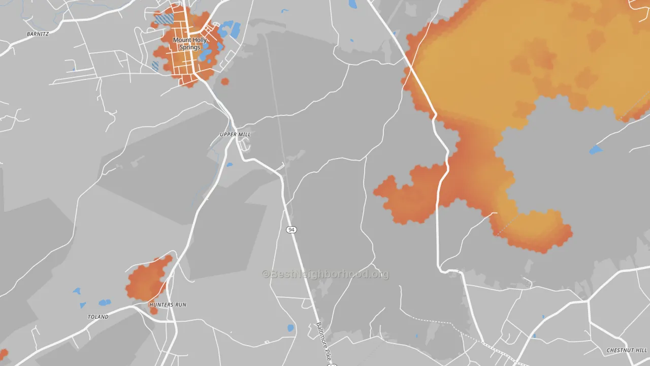 Bike Grade map of Upper Mill, PA
