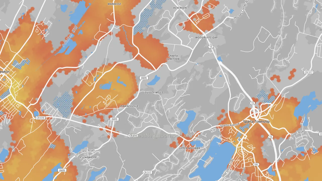 Bike Grade map of Upper Mohawk, NJ