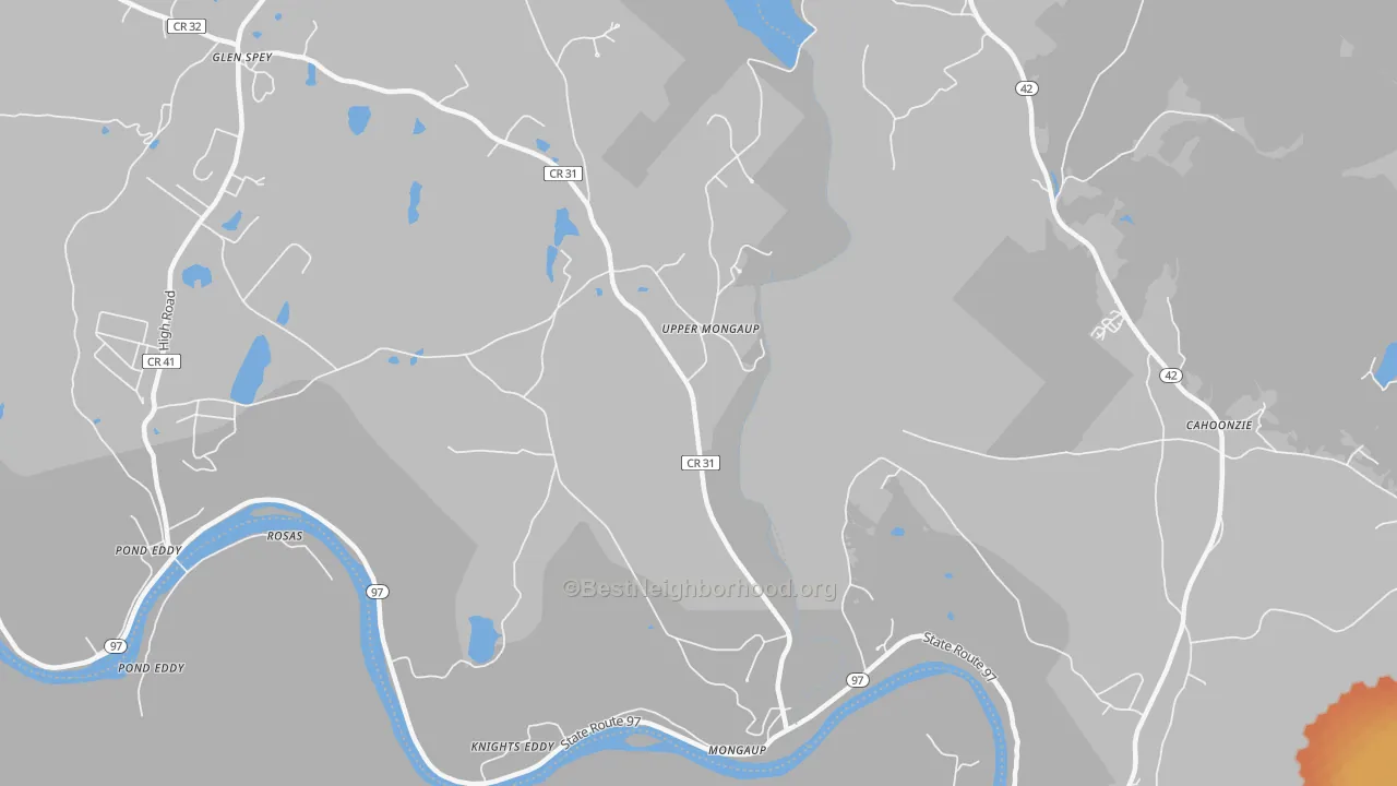 Bike Grade map of Upper Mongaup, NY