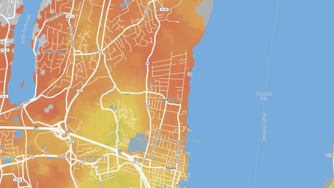Bike Grade map of Upper Nyack, NY