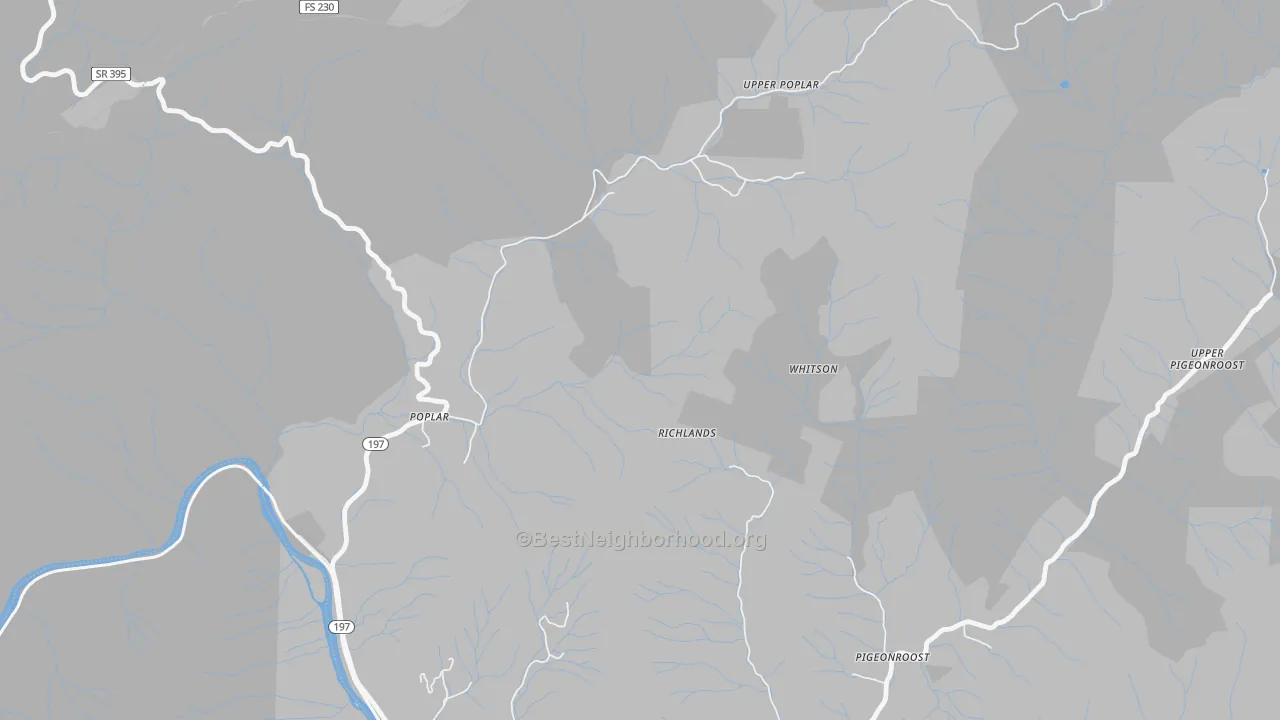 Bike Grade map of Upper Poplar, NC