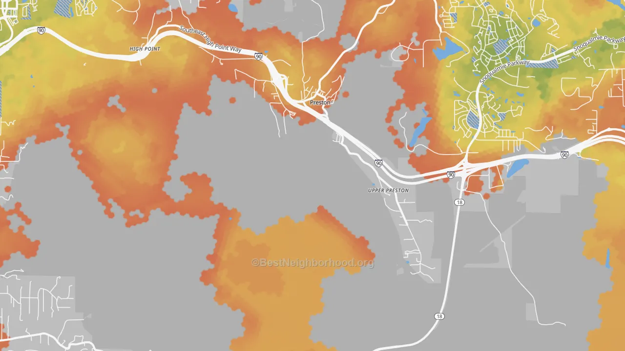 Bike Grade map of Upper Preston, WA