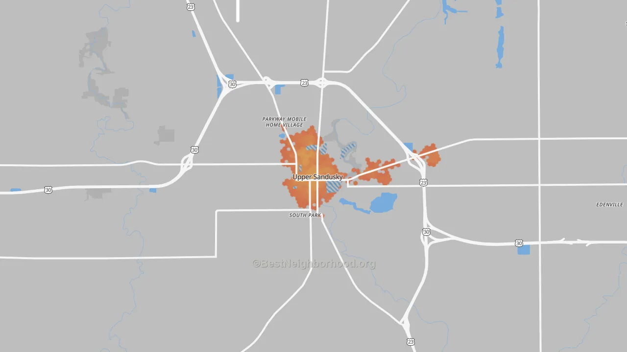 Bike Grade map of Upper Sandusky, OH