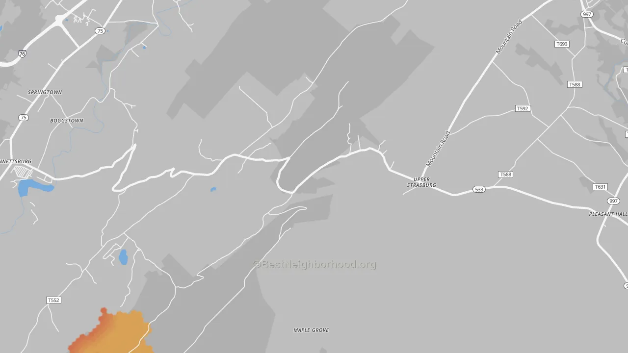 Bike Grade map of Upperstrasburg, PA