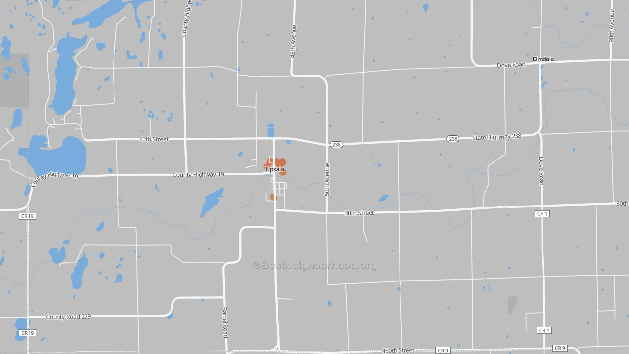 Bike Grade map of Upsala, MN