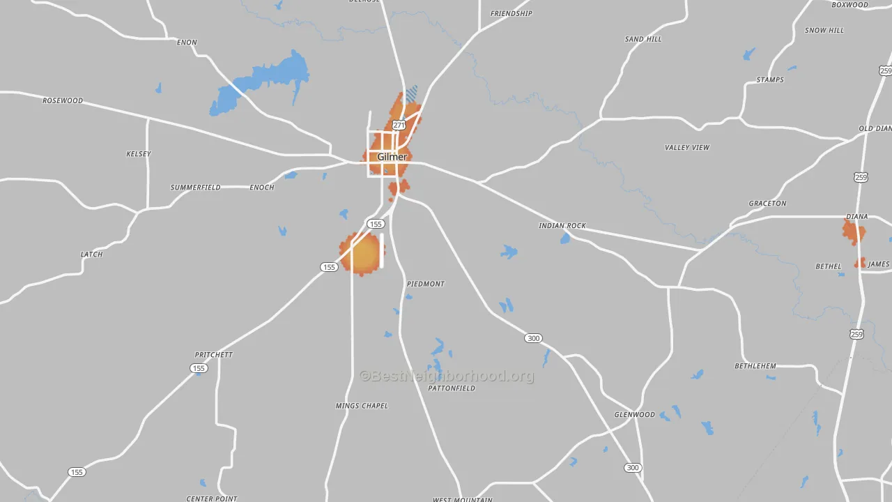 Bike Grade map of Upshur County, TX