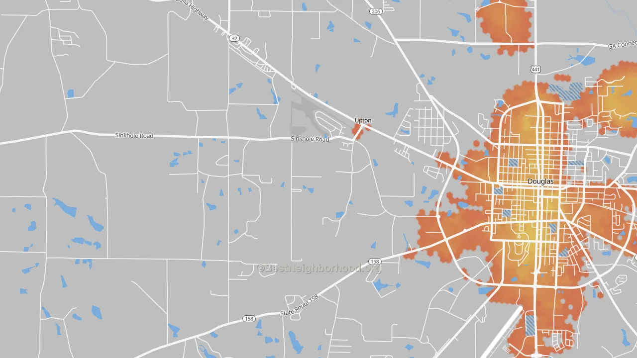 Bike Grade map of Upton, GA