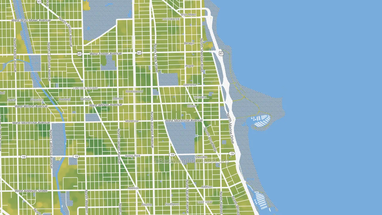 Bike Grade map of Uptown, Chicago, IL