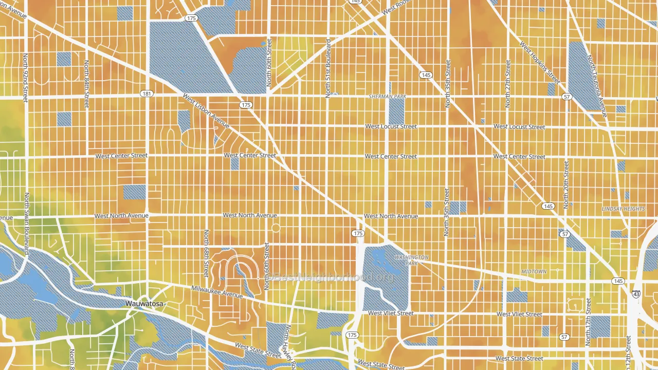 Bike Grade map of Uptown, Milwaukee, WI