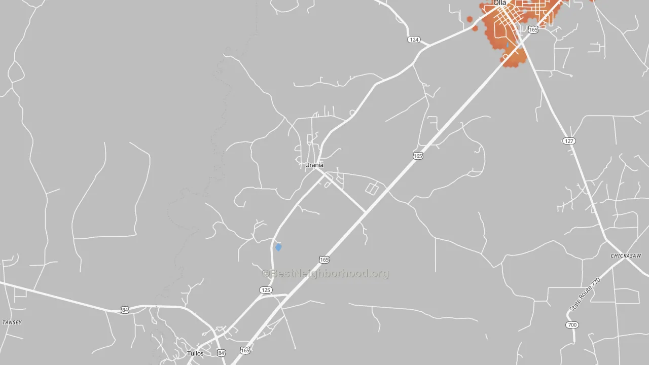 Bike Grade map of Urania, LA