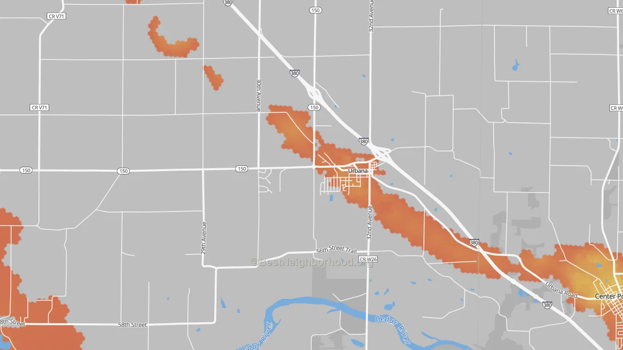 Bike Grade map of Urbana, IA