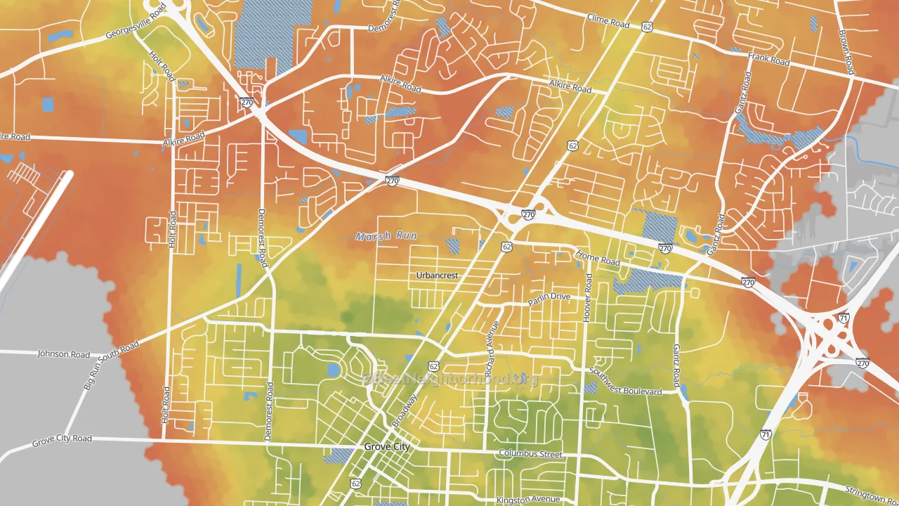 Bike Grade map of Urbancrest, OH