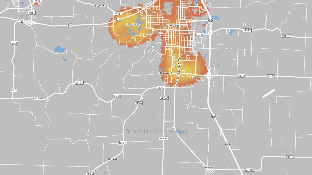 Bike Grade map of Urbandale, MO
