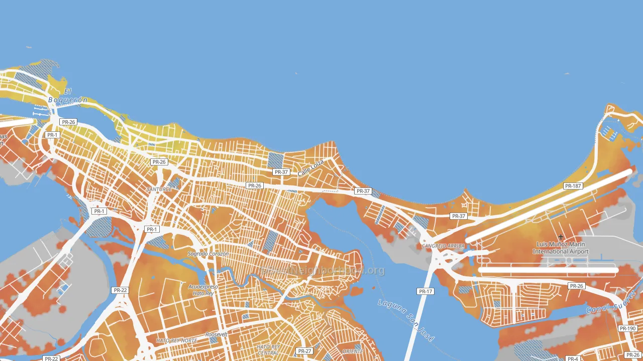 Bike Grade map of Urbanizacion Atlantic View, San Juan, PR