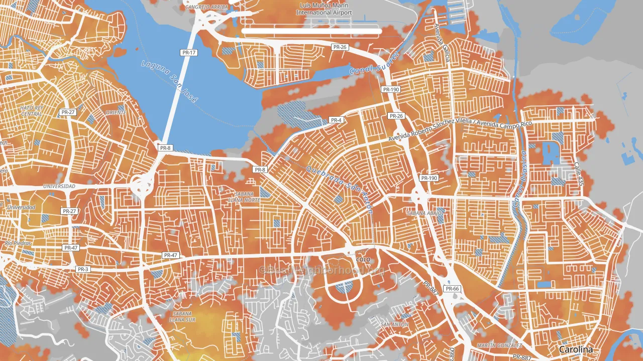 Bike Grade map of Urbanizacion Country Club, San Juan, PR