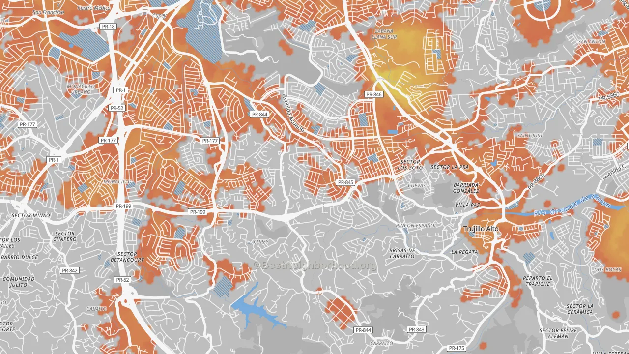 Bike Grade map of Urbanizacion Fairview, San Juan, PR