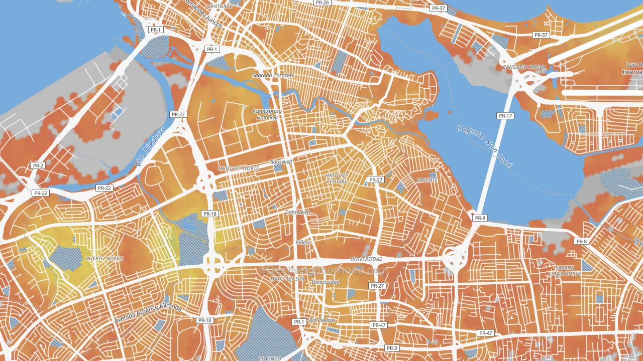 Bike Grade map of Urbanizacion Floral Park, San Juan, PR