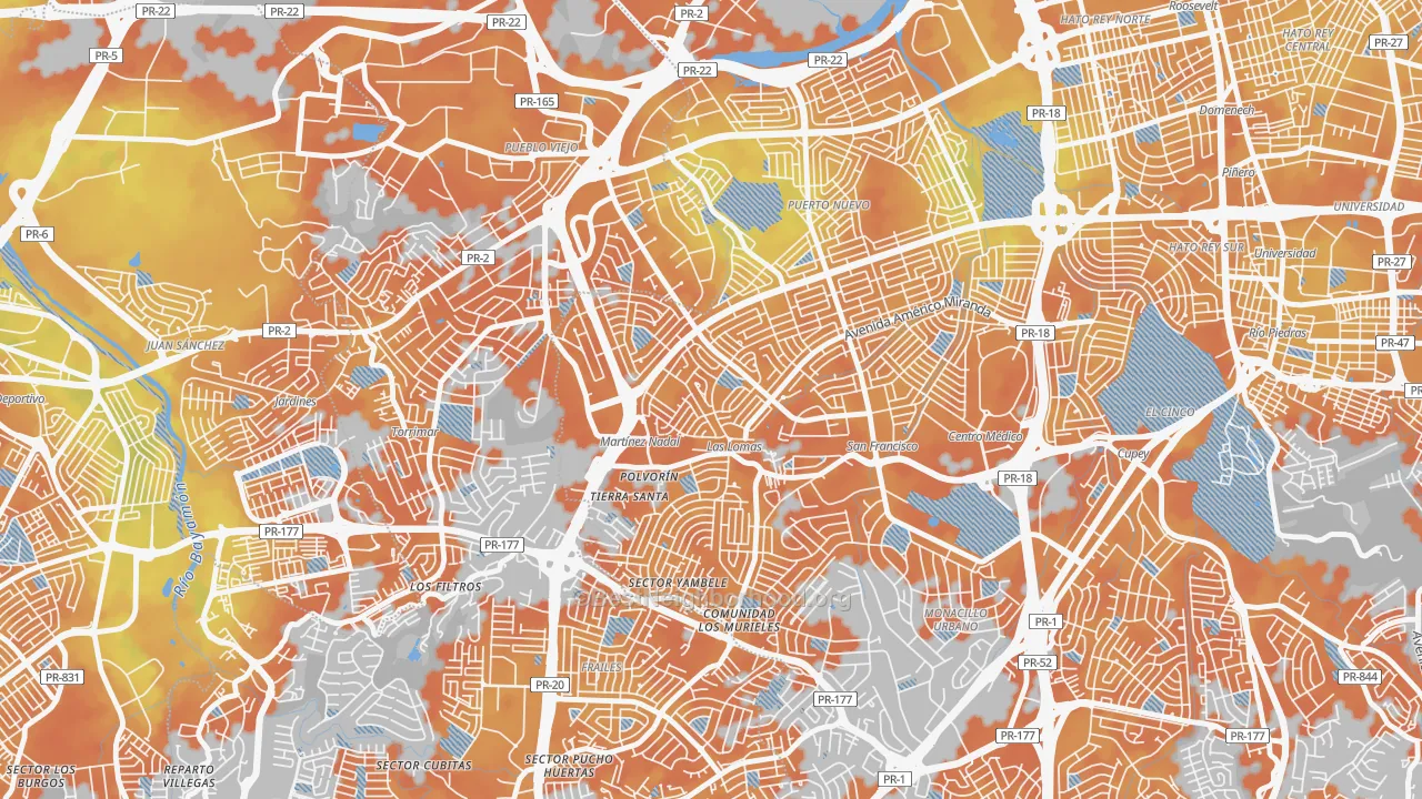 Bike Grade map of Urbanizacion Las Lomas, San Juan, PR