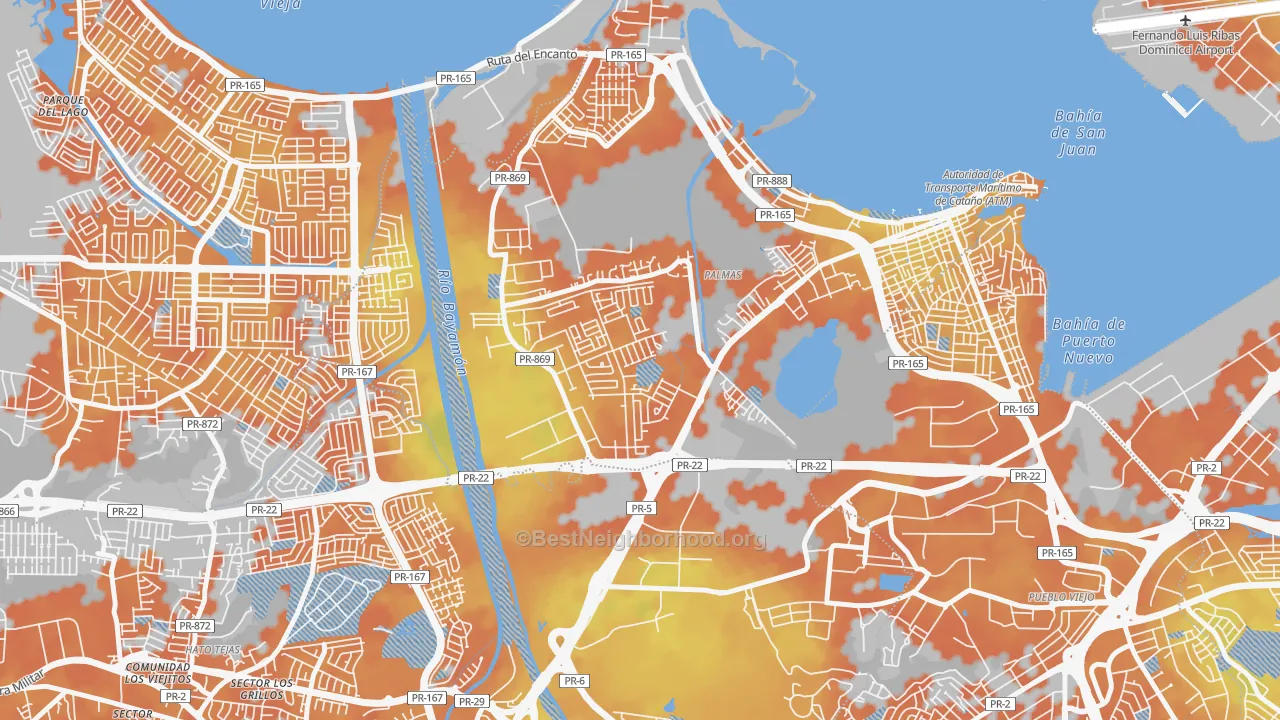 Bike Grade map of Urbanizacion Las Vegas, Catano, PR