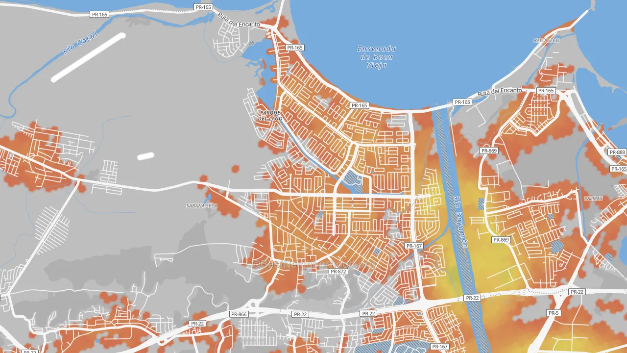 Bike Grade map of Urbanizacion Levittown Lakes, Toa Baja, PR