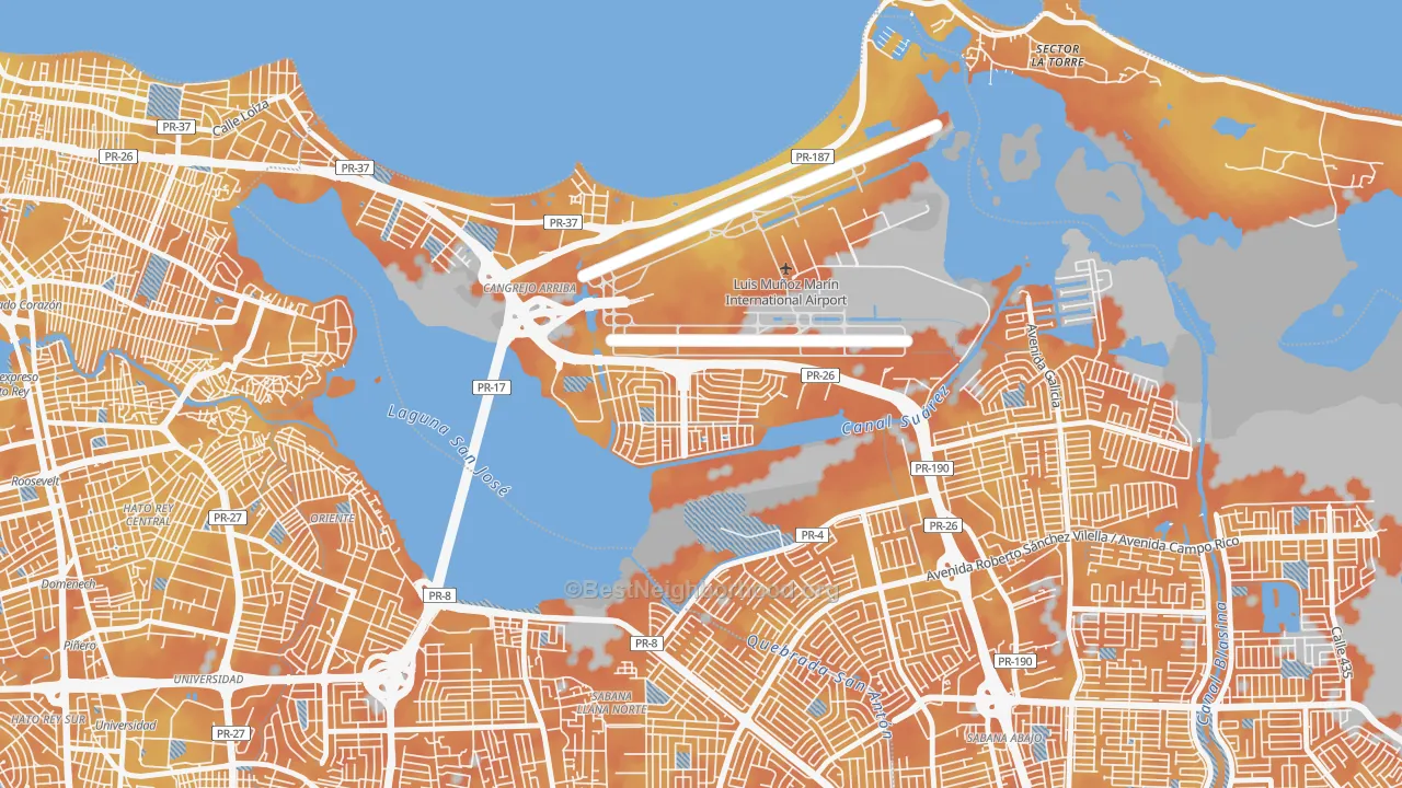 Bike Grade map of Urbanizacion Los Angeles, Carolina, PR
