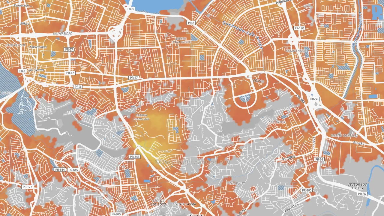 Bike Grade map of Urbanizacion Monte Carlo-San Juan, San Juan, PR