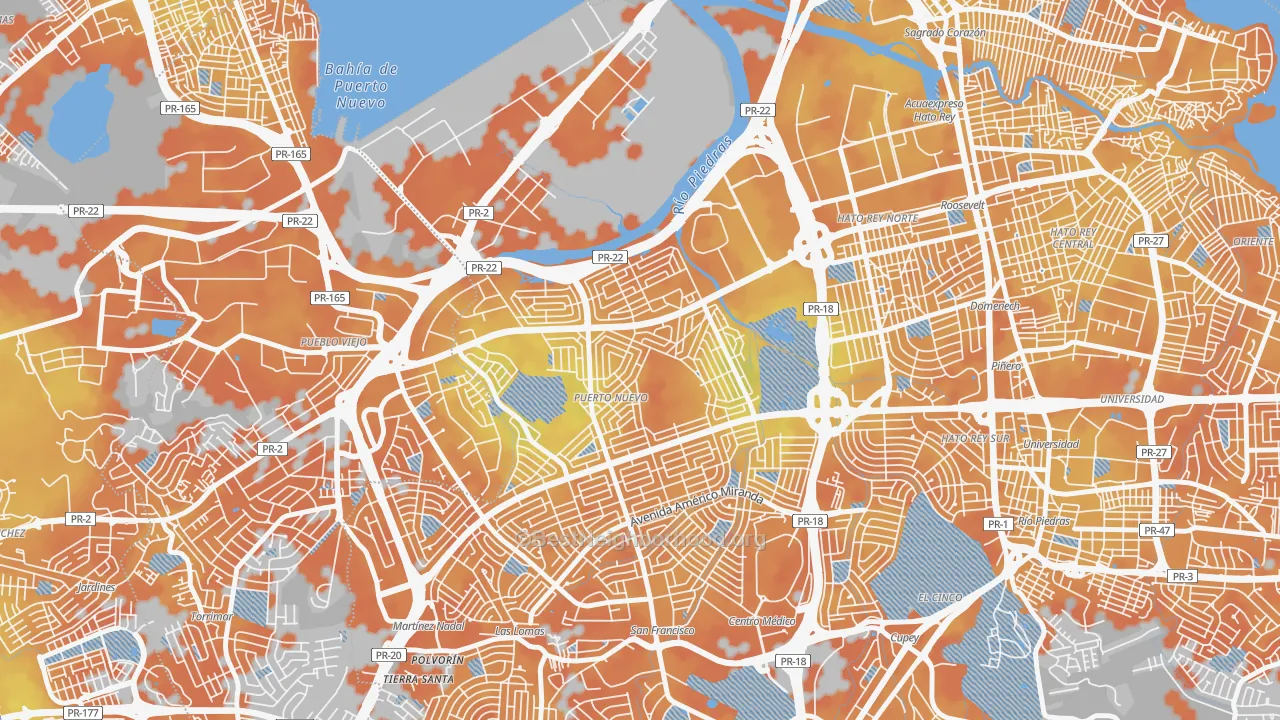Bike Grade map of Urbanizacion Puerto Nuevo, San Juan, PR