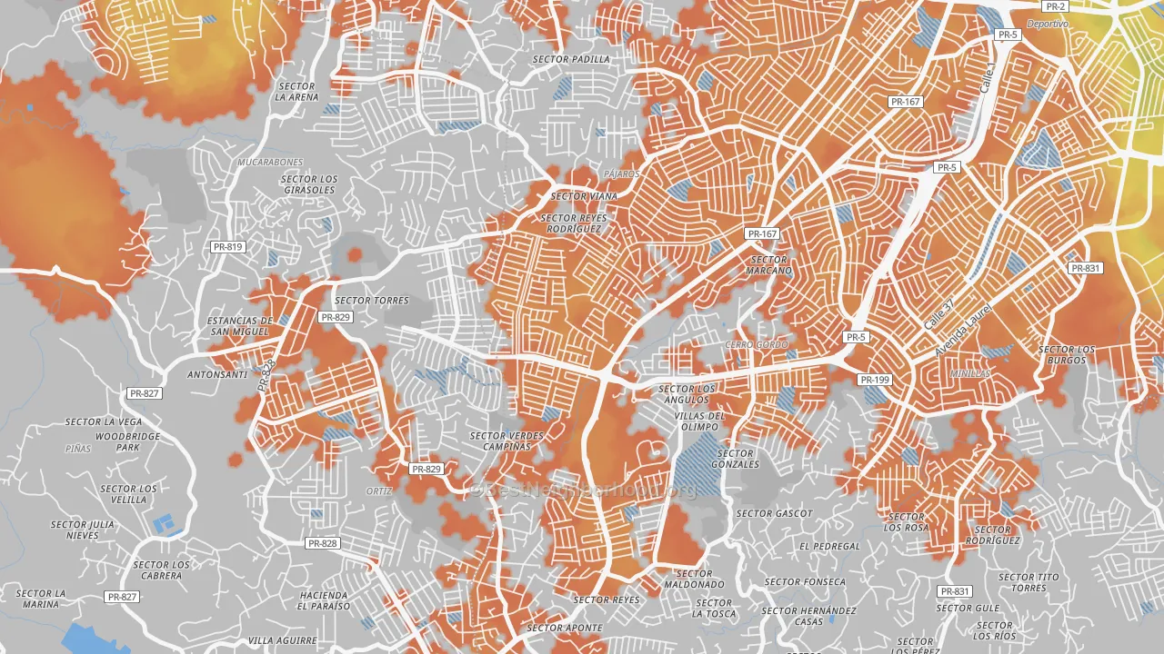 Bike Grade map of Urbanizacion Rexville, Bayamon, PR