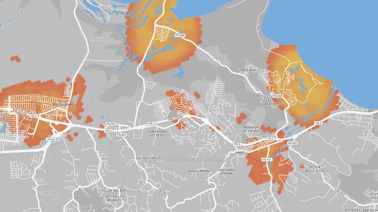 Bike Grade map of Urbanizacion Rio Grande Estates, Rio Grande, PR