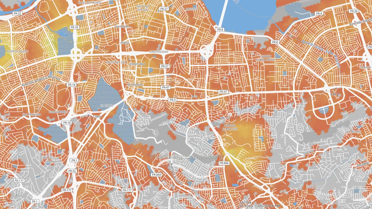 Bike Grade map of Urbanizacion San Agustin, San Juan, PR