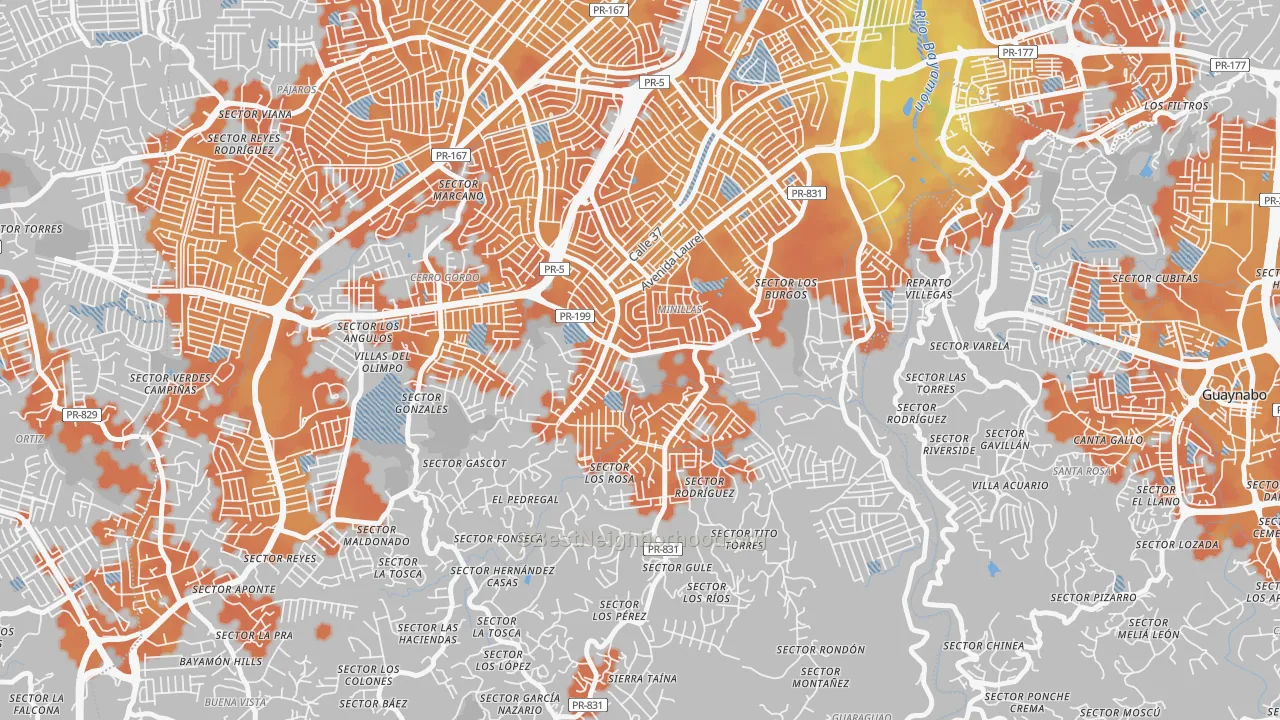 Bike Grade map of Urbanizacion Santa Juanita, Bayamon, PR
