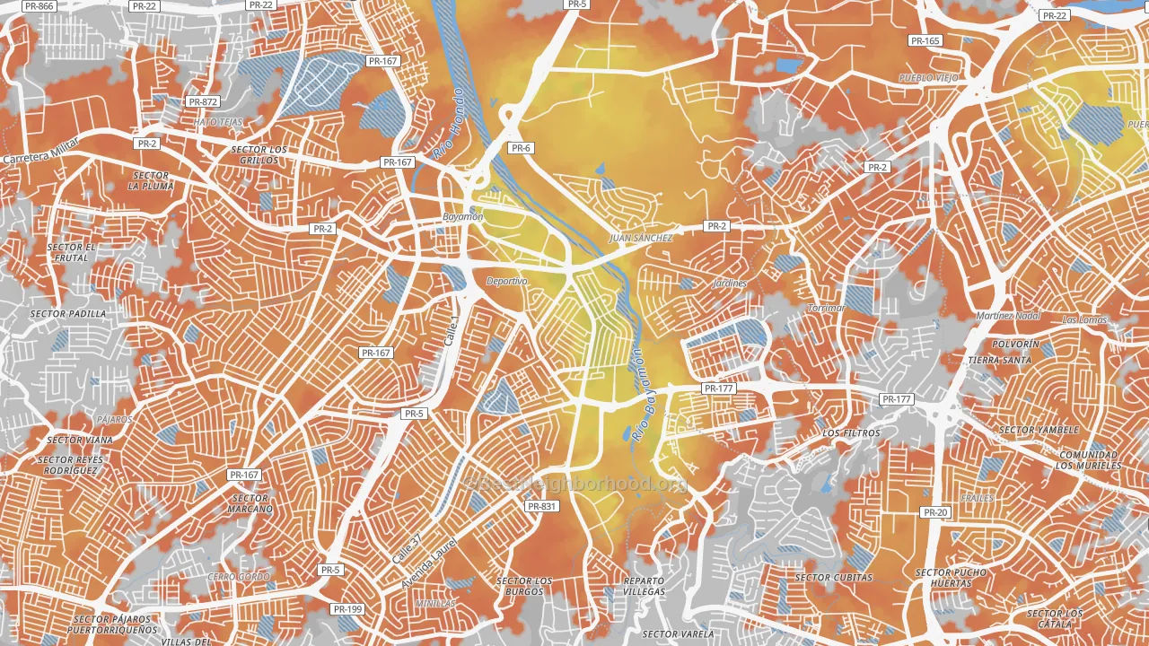Bike Grade map of Urbanizacion Santa Rosa, Bayamon, PR