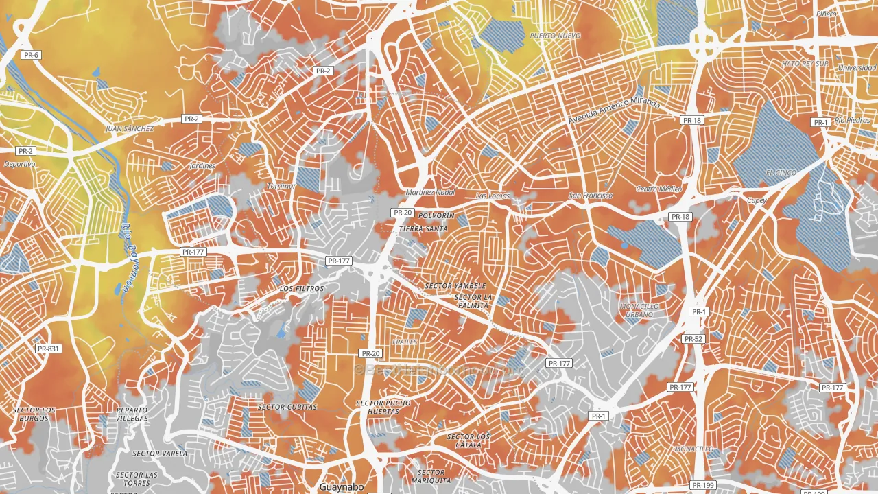 Bike Grade map of Urbanizacion Santiago Iglesias, San Juan, PR