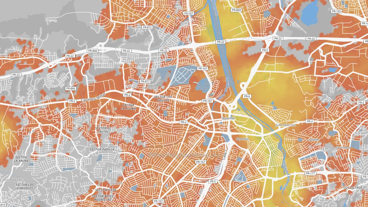 Bike Grade map of Urbanizacion Sierra Bayamon, Bayamon, PR