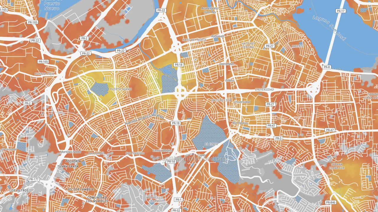 Bike Grade map of Urbanizacion University Gdns, San Juan, PR