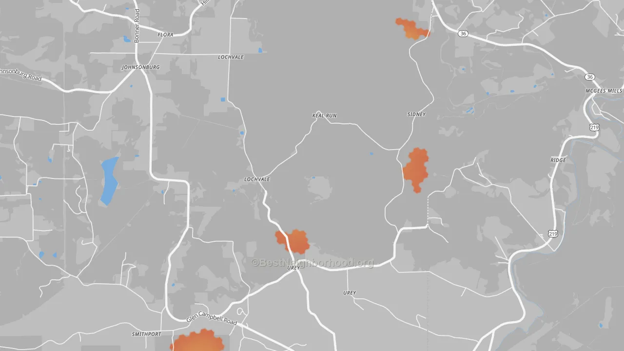 Bike Grade map of Urey, PA
