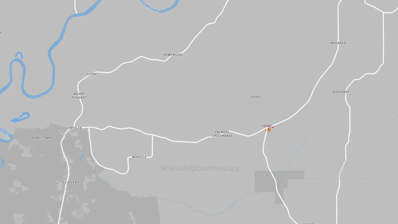 Bike Grade map of Uriah, AL
