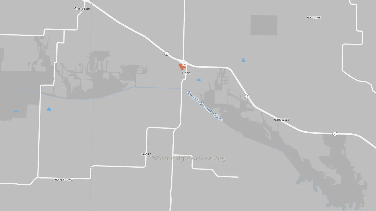 Bike Grade map of Urich, MO