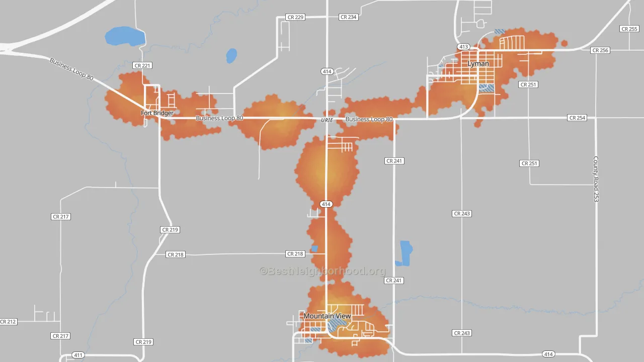 Bike Grade map of Urie, WY