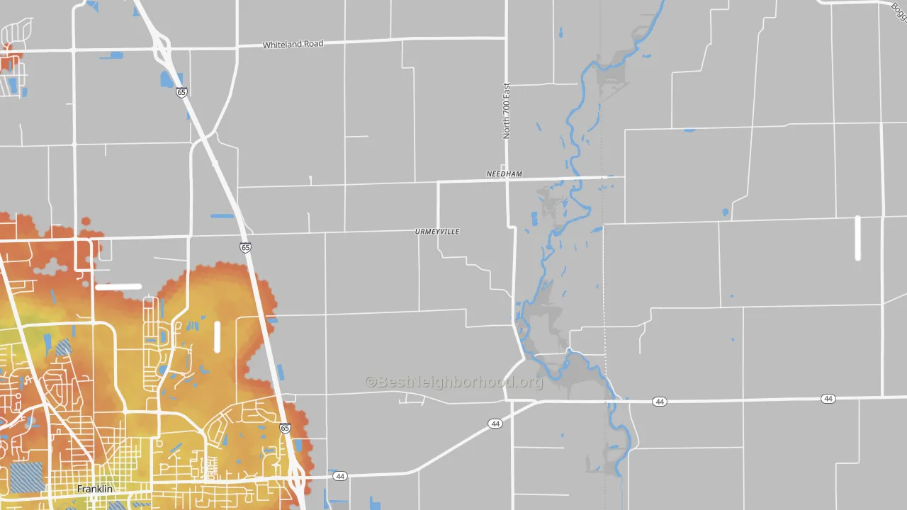 Bike Grade map of Urmeyville, IN