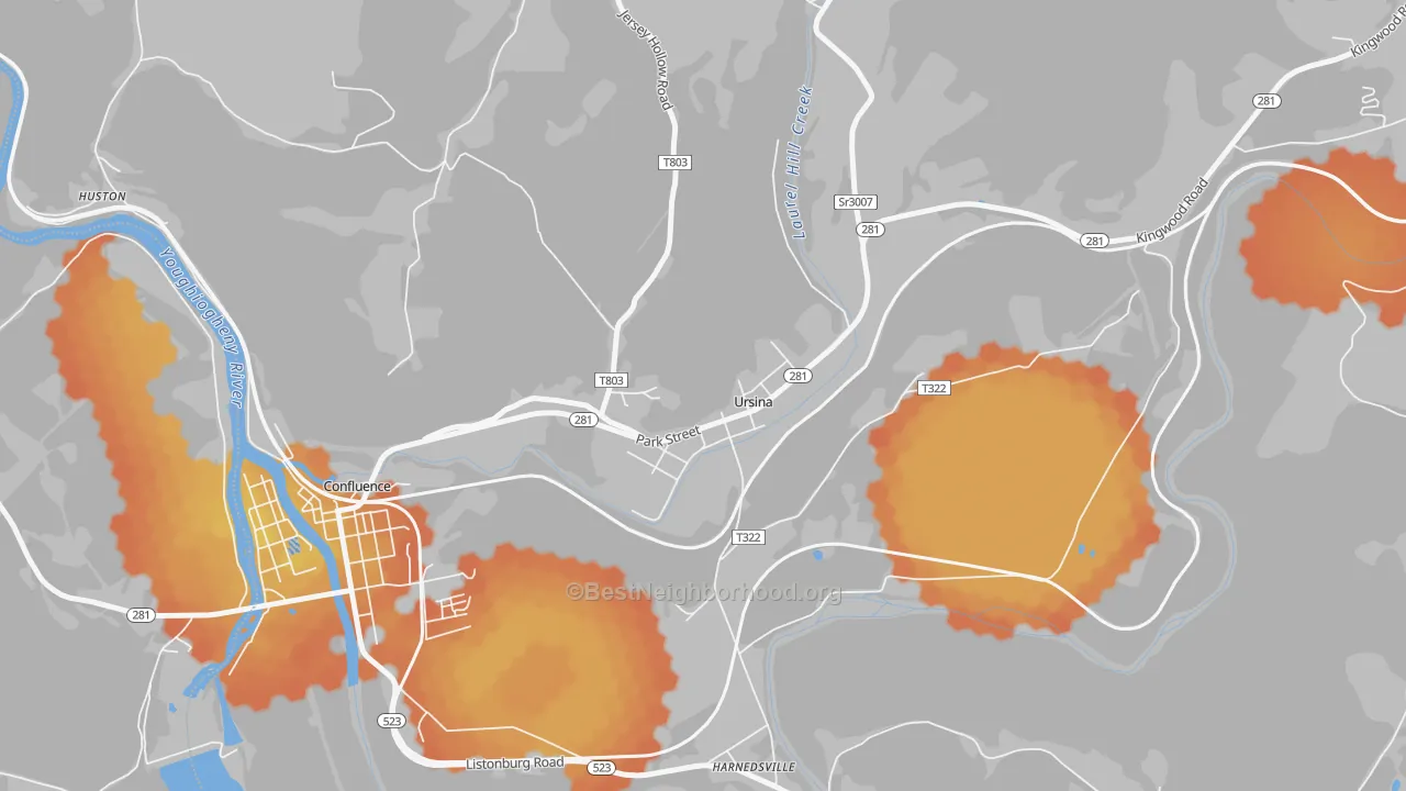 Bike Grade map of Ursina, PA