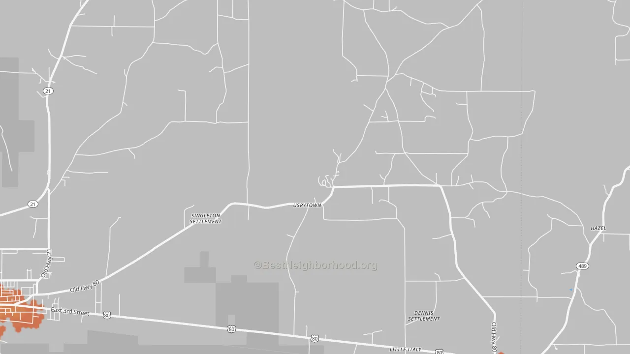 Bike Grade map of Usrytown, MS