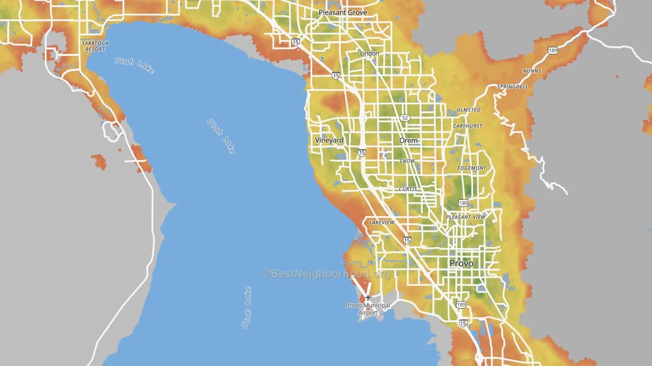 Bike Grade map of Utah County, UT