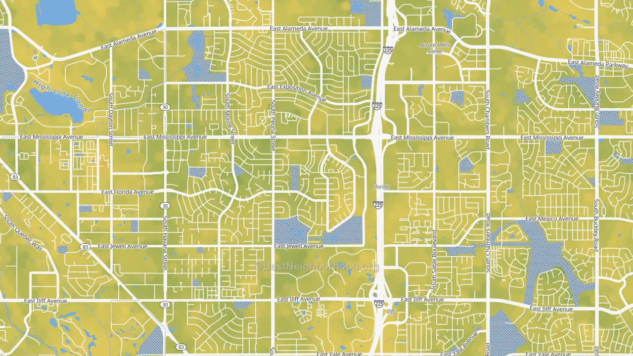 Bike Grade map of Utah Park, Aurora, CO