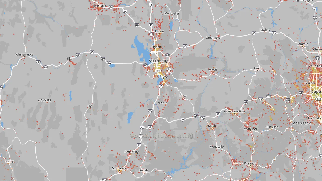 Bike Grade map of Utah