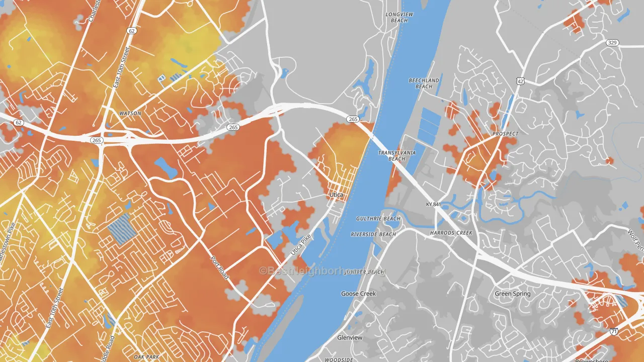 Bike Grade map of Utica, IN