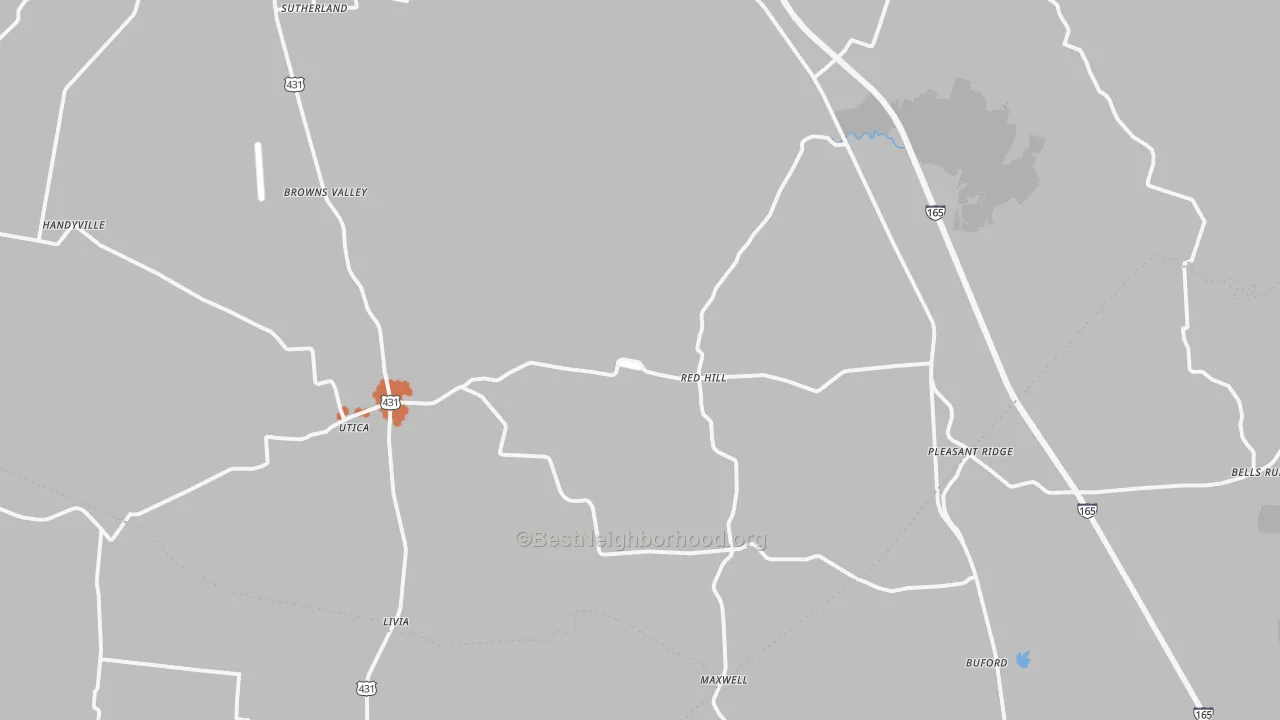 Bike Grade map of Utica, KY