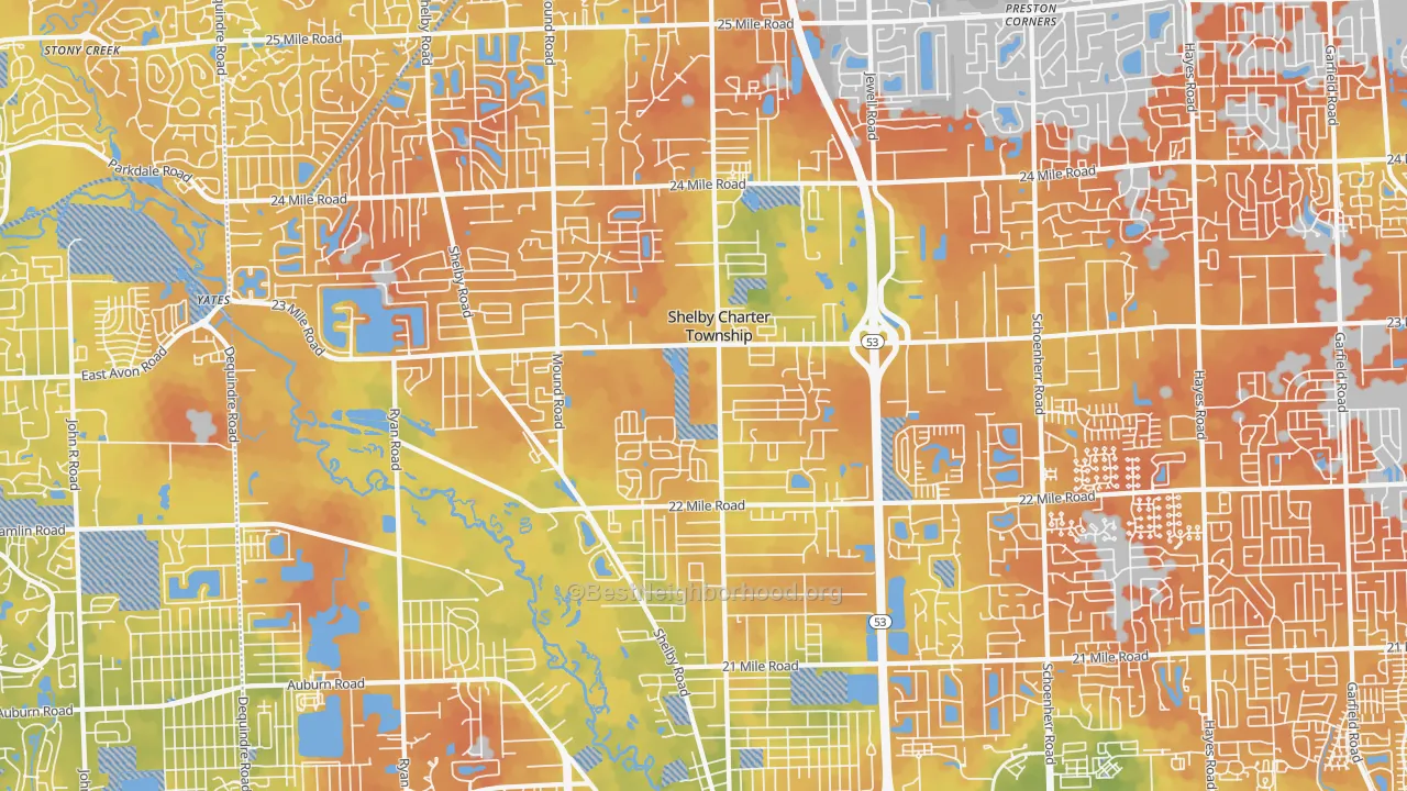 Bike Grade map of Utica, MI